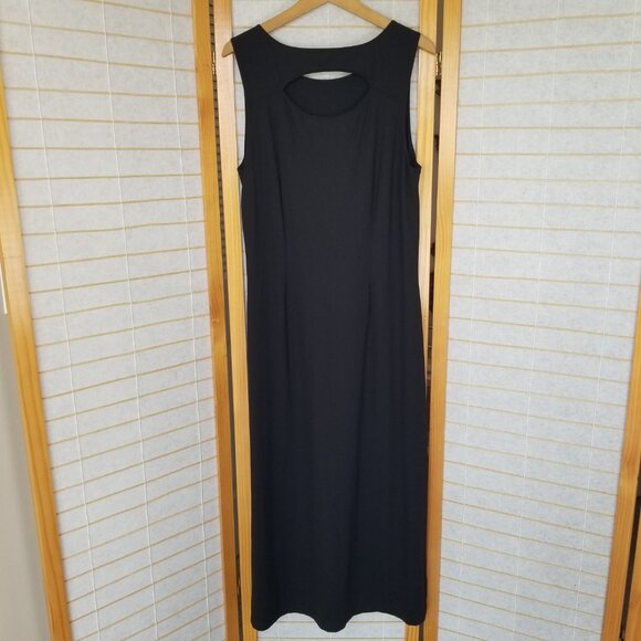 Talbots Black Maxi Dress Sleeveless Stretch Knit High Neck Size Large - Picture 8 of 9